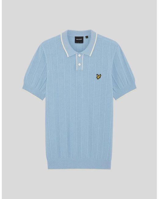 Lyle & Scott Blue Lyle & Scott Tipped Pique Knitted Polo Shirt for men