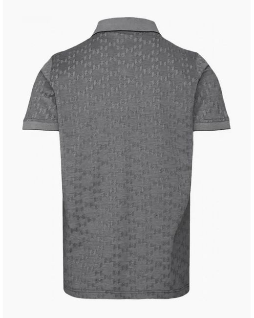 Karl Lagerfeld Gray Cotton Monogram Logo Polo Shirt for men