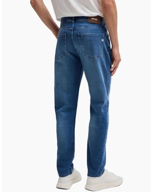 Boss Blue Mid Rise Slim Fit Five Pocket Jeans for men