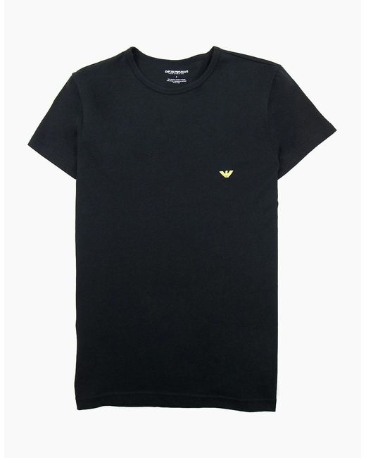Emporio Armani Black Underwear Chest Logo Tee for men