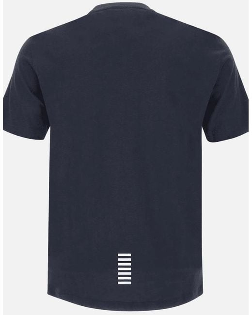 EA7 Blue Cotton Basic Logo Deep T-Shirt for men