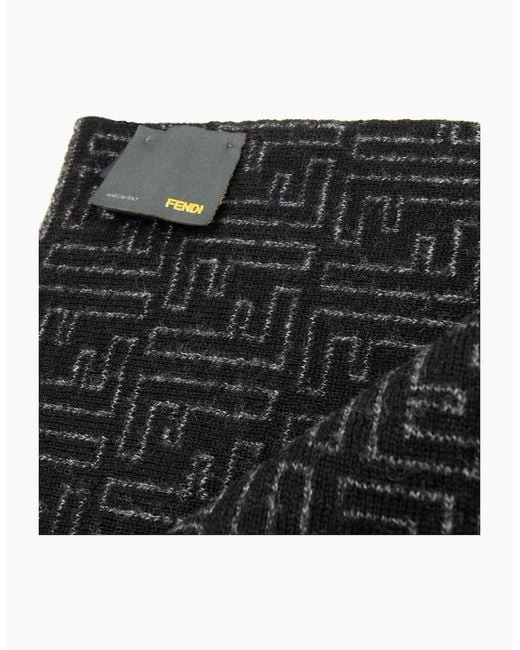 Fendi Gray Ff Logo Zucca Fil Scarf/Dark for men