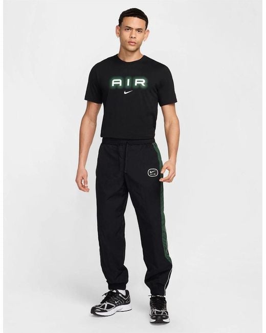 Nike Black Regular Fit Arch Lettering Crew Neck T-Shirt for men