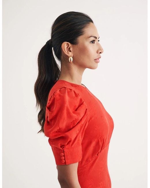 Nobody's Child Red Moira Crew Neck Midi A-Line Dress