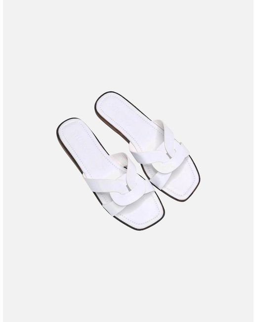 XY London White Ladies Charley Open Toe Sliders