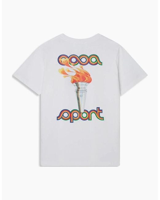 Casablanca White La Flamme Du Sport Printed T-Shirt for men