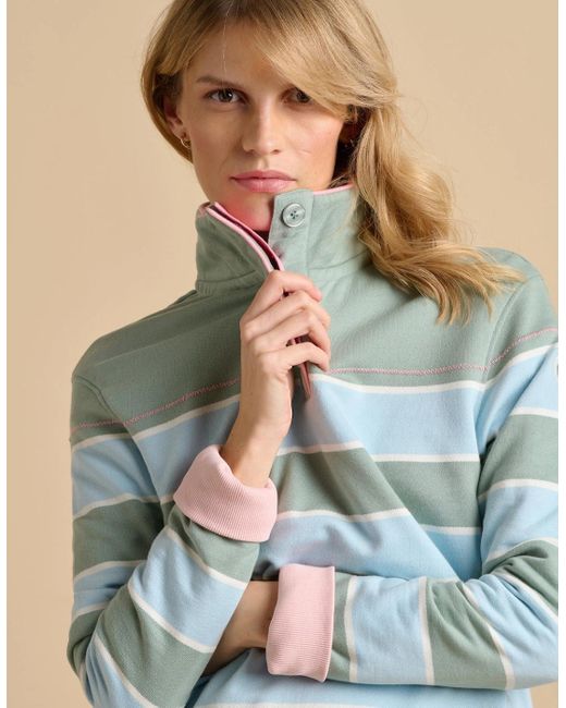 Brakeburn Blue Engineered Stripe Quarter Zip