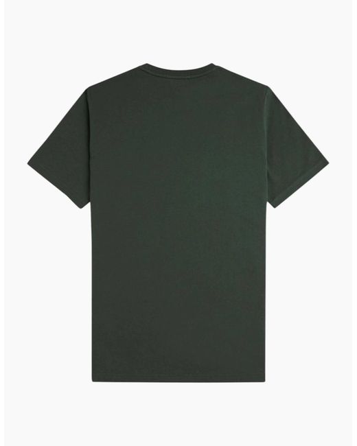 Fred Perry Green T Shirt Textured Laurel Wreath Logo Crew Neck Short Sleeve Summer Tee for men