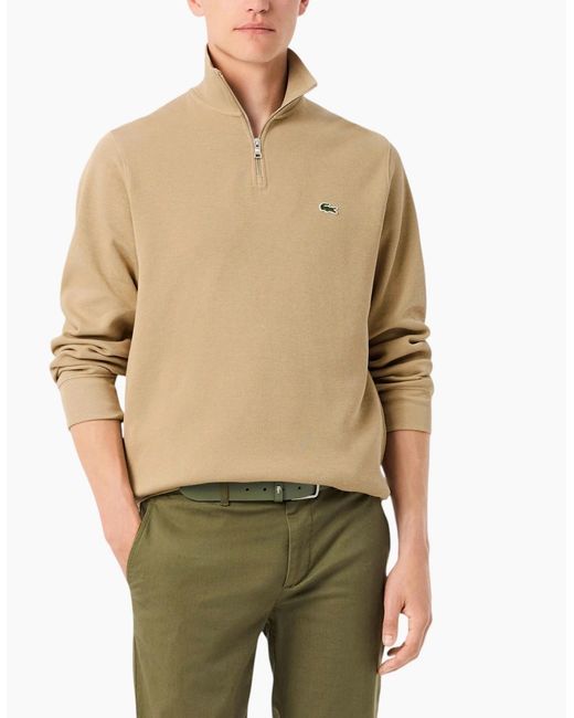 Lacoste Green Sweatshirt High Neck Interlock Sweatshirt Cotton Sportswear Jumper for men