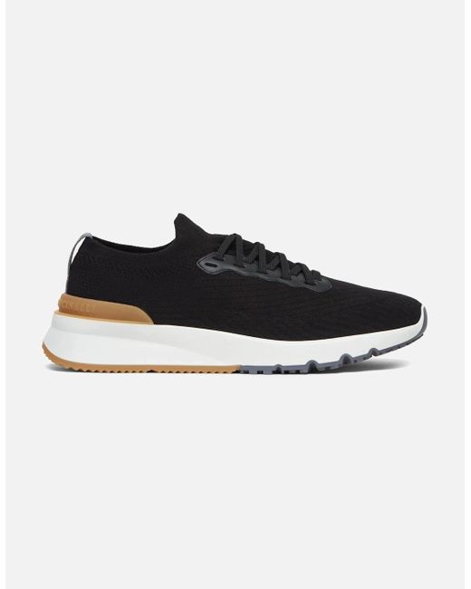 Brunello Cucinelli Black Stretch Knit Sneakers for men