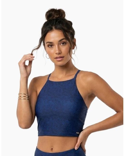 Trespass Blue Ladies Harlow Palm Leaf Swim Top