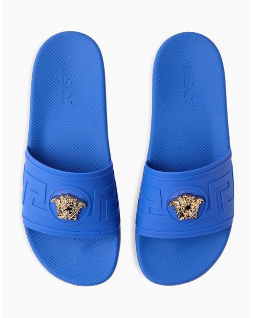 Versace Blue Medusa Sliders for men