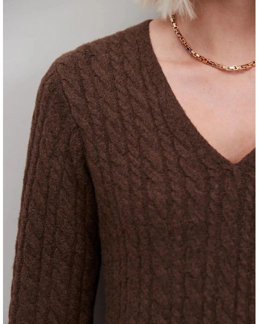 Ro&zo Brown Chocolate Cable Knit Dress