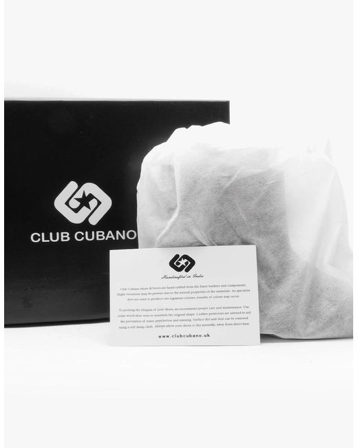 Club Cubano Black Carluccio Leather Cuban Heel Shoes for men