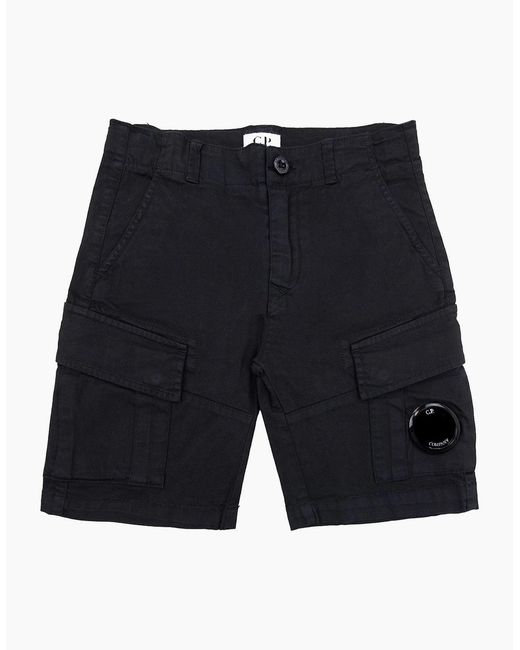 C P Company Blue Undersixteen U16 Stretch Satten Lens Cargo Shorts 999