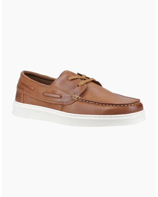 Hush Puppies Brown Madden Boat Shoe Leather Tan Boat Shoes for men