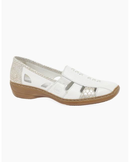 Rieker White Denise Slip On Vamp Shoes