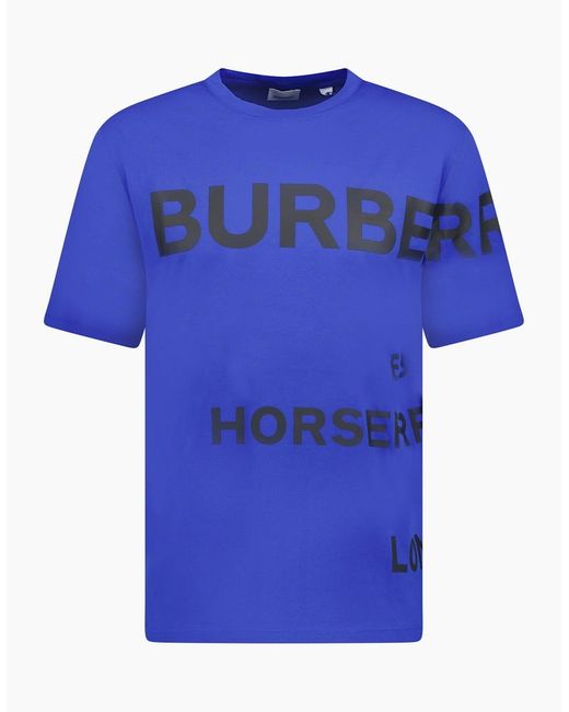 Burberry Blue Horseferry Cotton T-Shirt for men
