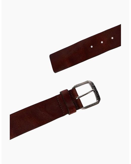 Replay Brown Leather Belts Dark for men
