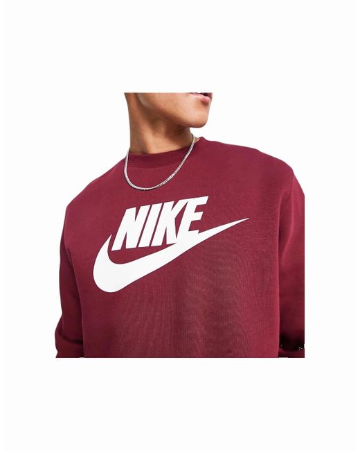 Nike Red Dq4912 Sweatshirt Sportswear Club Fleece Crew Neck Pullover Jumper New for men
