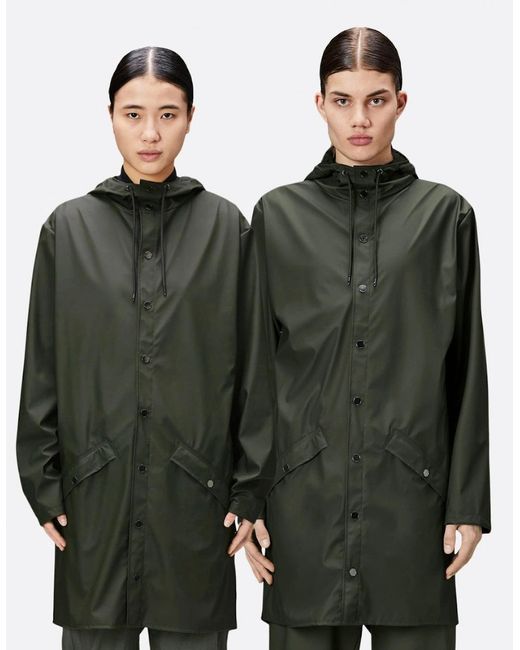 Rains Green Long Jacket