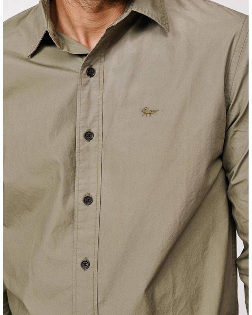 aubi Brown Chase Poplin Shirt for men