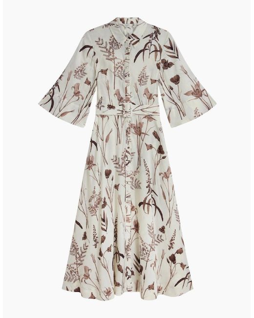 Ted Baker White Luwisa Linen Silk Pleated Ivory Midi Dress