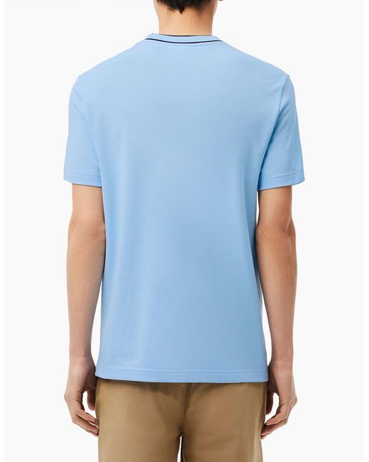 Lacoste Blue Tipped Collar T-Shirt (Sky) for men