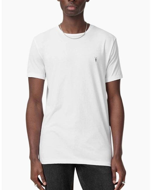 AllSaints White All Saints T Shirts Tonic Crew Neck Short Sleeve Rumskull Plain Casual Tops for men
