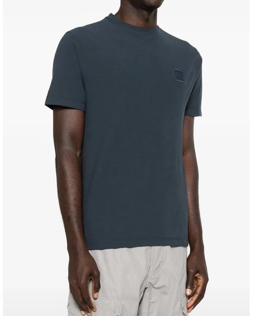 Stone Island Blue Ghost Patch Logo T-Shirt for men