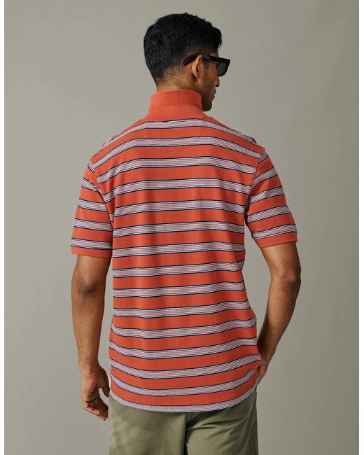aubi Red Blair Yarn Dyed Pique Polo for men