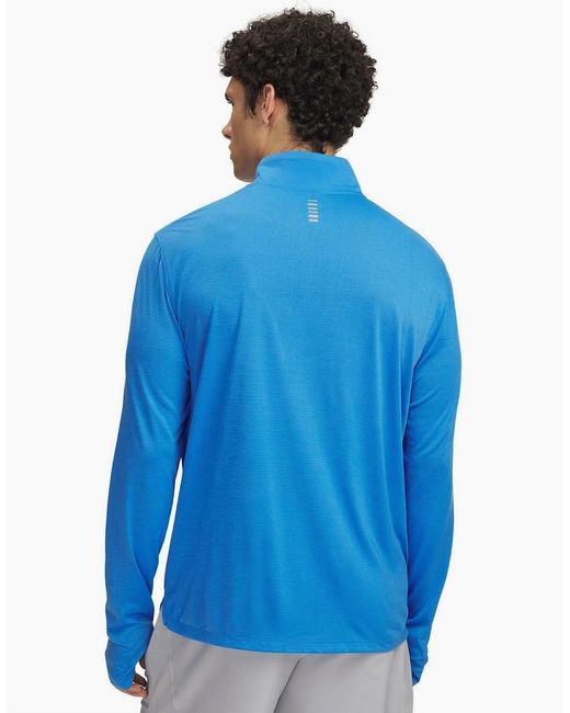 Under Armour Blue Launch Zip Neck High Collar Long Sleeve T-Shirt for men