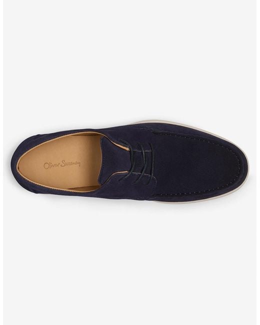 Oliver Sweeney Blue Suede Moccasin Shoes for men