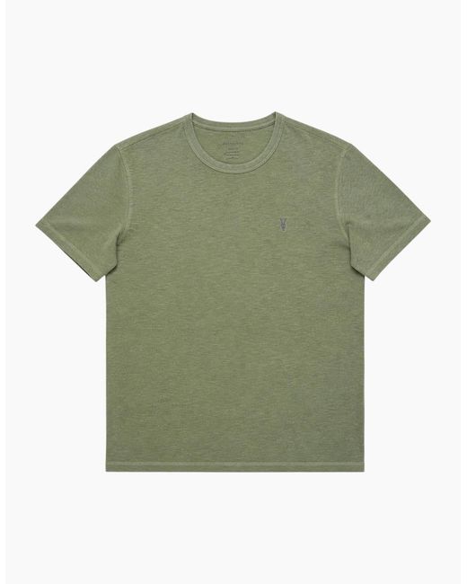 AllSaints Green Esum T Shirts Waffle Texture Crew Neck Short Sleeve Summer Tee for men
