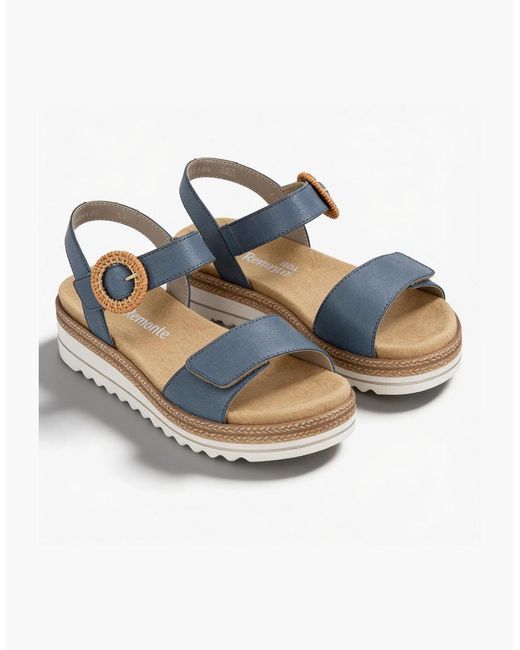 Remonte Blue D0Q52 Cross Strap Sandals Denim