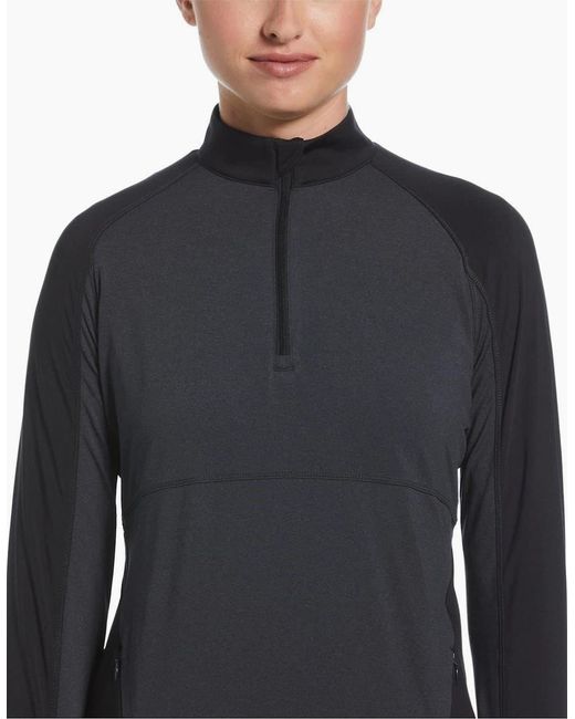 Callaway Apparel Blue Zip Neck Raglan Sleeve Tech Midlayer Top