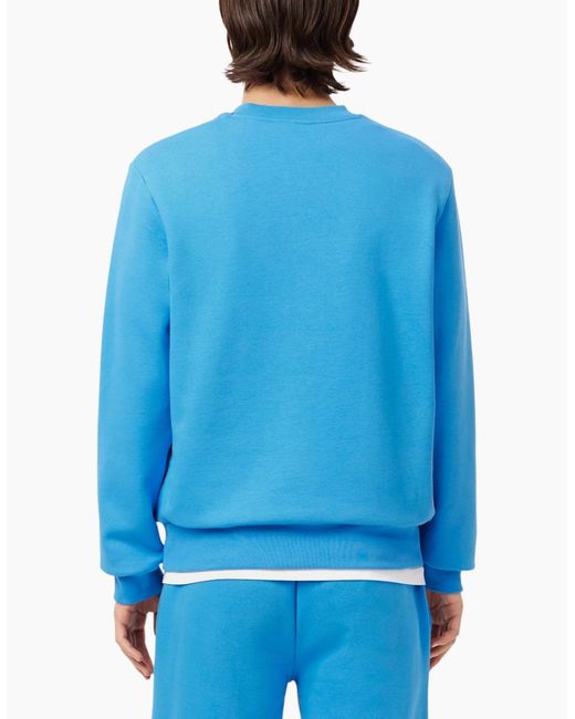 Lacoste Blue Fleece Crew Neck Sweatshirt Knitted Jumper Long Sleeve Sweat Tops for men