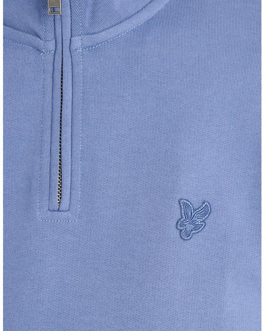 Lyle & Scott Blue Superfine Cotton 1/4 Zip Sweatshirt for men