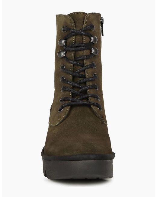Fly London Green Birr Wedge Heel Boots