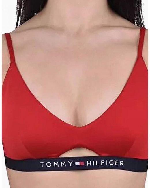 Tommy Hilfiger Red Cut Out Detail Swim Bikini Top, Tango