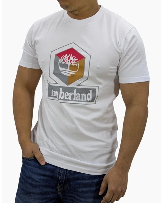 Timberland Gray Cube Print Logo T Shirts Crew Neck Pullover Casual Cotton Tee for men