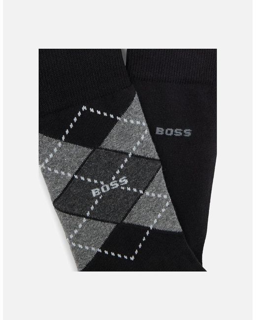 Boss Black Boss 2 Pack Combed Cotton Argyle Socks for men