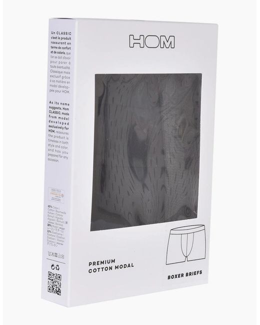 Hom Black Classic Cotton Modal Boxer Brief for men