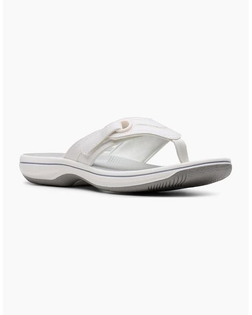 Clarks White Brinkley Reyna Toe Post Sandals