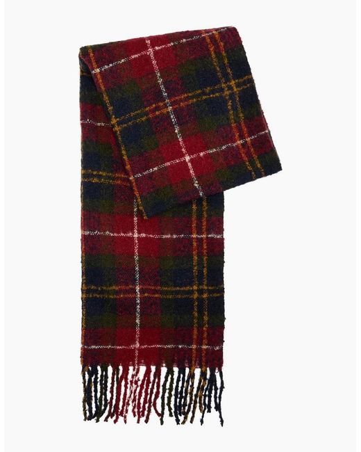 Barbour Red Saltburn Beanie & Tartan Scarf Set