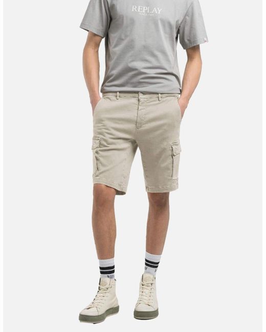 Replay Natural Vannie Hypercargo Shorts 013 Alabaster for men