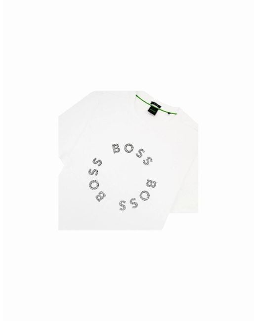 Boss White Tee 4 Circle Logo Print T Shirt 100 for men