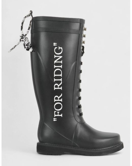 Off-White c/o Virgil Abloh Black Logo Wellington Boots "For Riding"