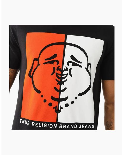 True Religion Red 108323 Graphic T Shirts Logo Crew Neck Half Sleeve Cotton Tee for men