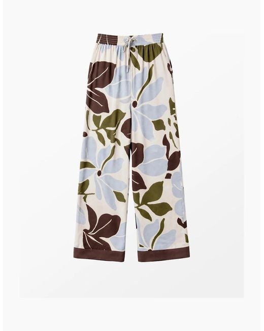 Ro&zo White Capri Floral Print Trousers